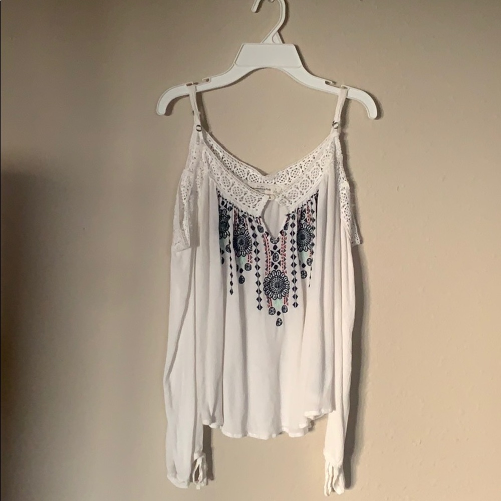 Long sleeve tank shirt with cut out shoulders